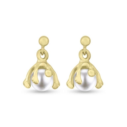 Billede af Ørestik hænger, perler, grabber ferskvands perle 7-7½ mm. i guld