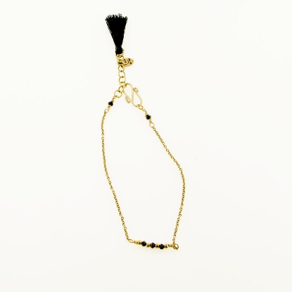 Billede af BeChristensen armbånd Caroline sort spinel, sølv forgyldte kugler, s-lås