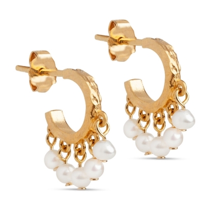 Billede af ENAMEL Copenhagen Astrid Pearl øreringe forgyldt sølv m. perler