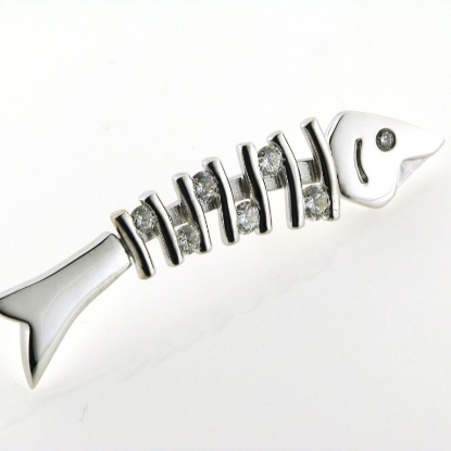 Billede af Vedhæng Sildhoved (Sild) 8 brill. 14 kt. hvidguld