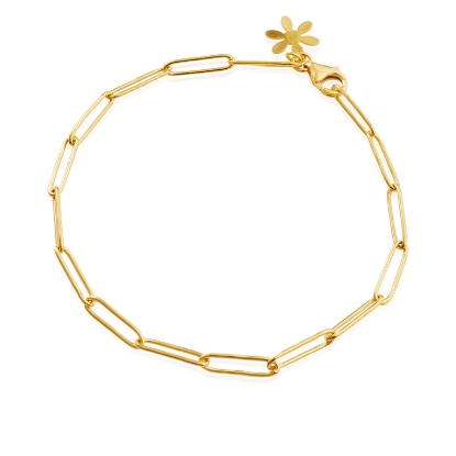 Billede af Susanne Friis Bjørner Armbånd sølv forgyldt rektangulære blanke led (20 cm)