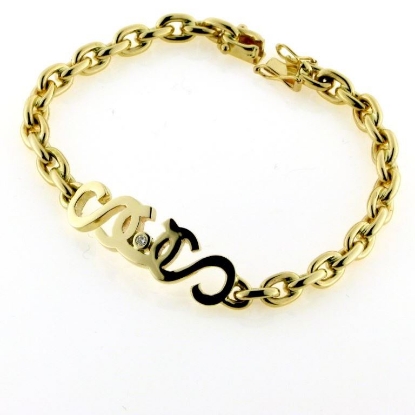 Vis detaljer for Armlænke med udsavet monogram "SCS" 14 kt. Billede af Armlænke med udsavet monogram "SCS" 14 kt.