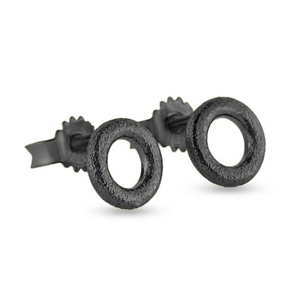 Billede af Ørestik Circles 8 mm. 925s oxyd (overflade sand)