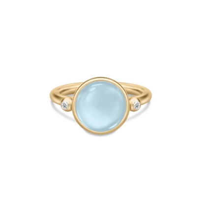 Billede af Julie Sandlau Prime Milky Aqua ring forgyldt sølv med lys krystal cz str. 48-60