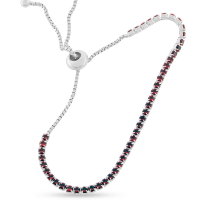 Billede af By Pind tennisarmbånd sølv rhodineret med røde zirkoniasten