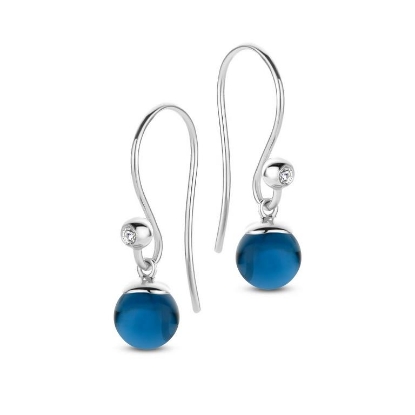 Billede af Spirit Icons Figaro øreringe sølv m. blå sten (6mm) + cz
