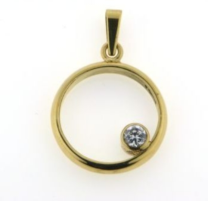 Billede af Vedh af ring m. øsken+patz, iloddet rørfatning, syn sten 3,0mm 14kt