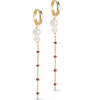 Billede af ENAMEL Copenhagen Lola Double Pearl øreringe forgyldt sølv m. fvp