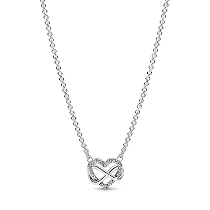 Billede af Pandora Funklende evighedshjerte halskæde sølv m. cz (50 cm)