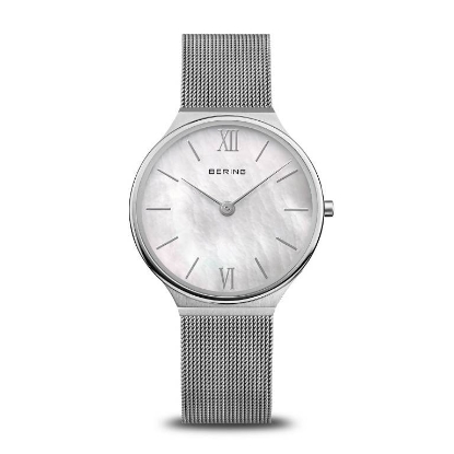 Billede af Bering Classic dameur stål meshlænke perlemorsskive 3bar 34mm