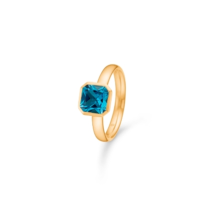 Billede af Mads Z "Darling" ring 14 kt. guld m. London Blue Topas (str. 50-60)