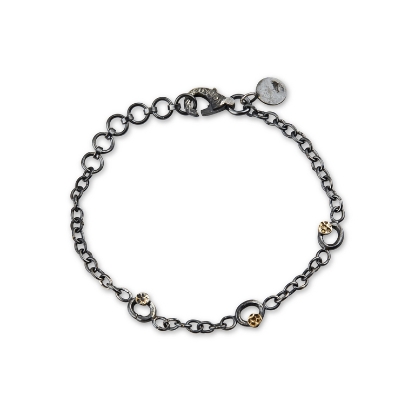 Billede af By Birdie Orion Orbit armbånd sort rhodineret sølv m.14kt 