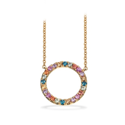 Billede af Dazzling vedhæng Rainbow safir 0,50 m/kæde 14 kt