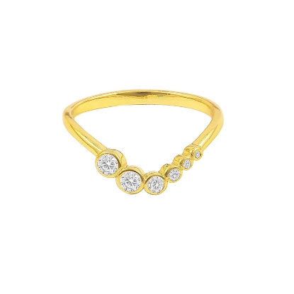 Billede af Hultquist River Ring sølv forgyldt m. cz (str 50-55)