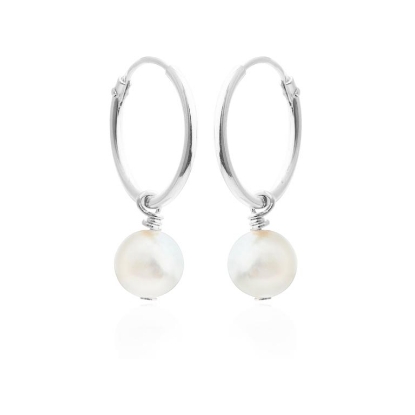 Billede af Susanne Friis Bjørner Creol i sølv med hvid ferskvandsperle