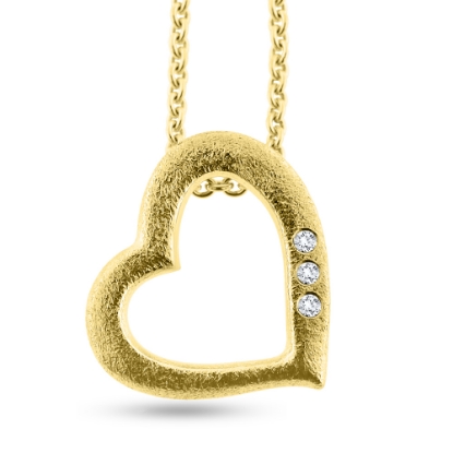 Billede af Vedhæng hjerte, 3* brill. a 0,01 w/vs. åbent massivt 14 kt. 