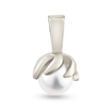 Billede af Vedhæng perle, grabber sv. kp.  7½-8 mm. 14 kt. hvg.