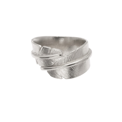 Billede af Heiring Feather ring mellem sølv rhodineret str. 56