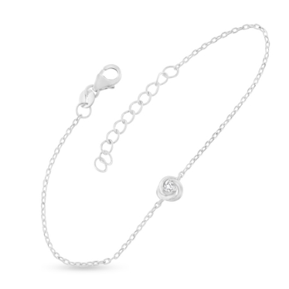 Billede af By Pind armbånd sølv rhodineret med blomst motiv og zirkoniasten (16+3cm)