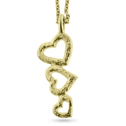 Billede af Vedhæng "Hjertetrio" i guld