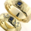 Billede af Ring 14 kt. cárre slebne blå safir og 6 brillianter (kun damering)