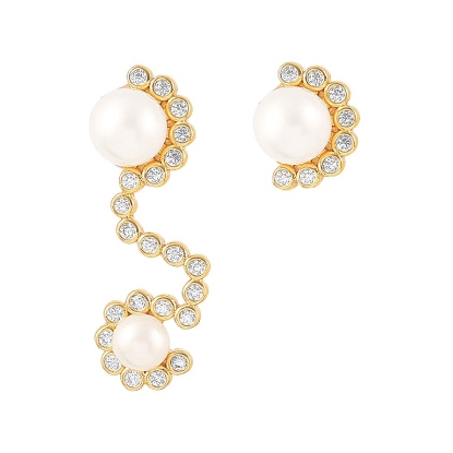 Billede af Hultquist Lily øreringe forgyldt sølv m. ferskvandsperler + zirkonia