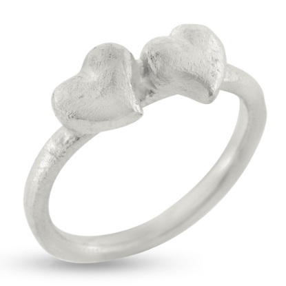 Billede af Ring 2 hjerter 14 kt. hvg. Priser fra