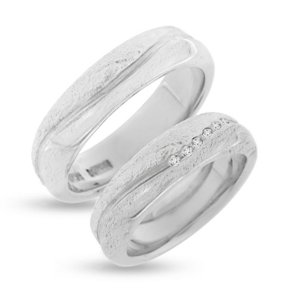 Billede af Vielses & Forlovelses ringe, i D-ring 6 brill. a 0,01 w/vs. 925s.