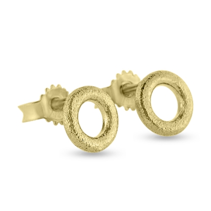 Billede af Ørestik Circles 8 mm. 925s forgyldt (overflade sand)