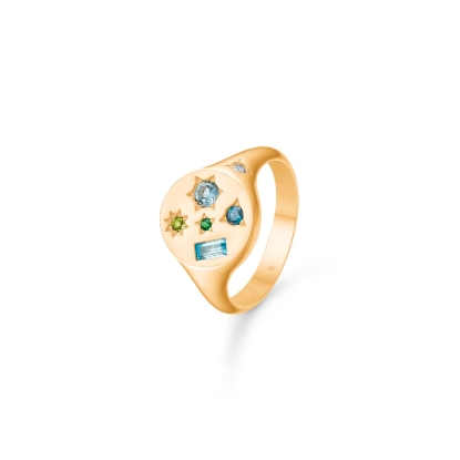 Billede af *Mads Z "Symphony" ring 14 kt. guld m. ægte sten og diamant (str. 54)