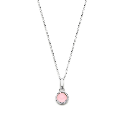 Billede af Spirit Icons Euphoria halskæde pink agat sølv m. cz (45 cm)