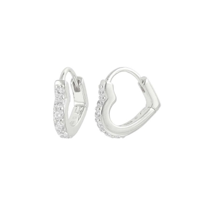 Billede af Hultquist Freya Øreringe sølv hjerte med hvide zirkonia