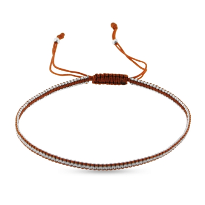 Billede af By Pind Colorful knyttet armbånd rust og sølvfarvet med sølv kugler