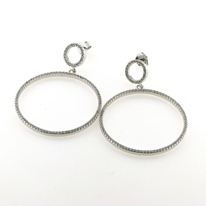 Billede af By Pind øreringe sølv med zirkoniasten lille og stor cirkel