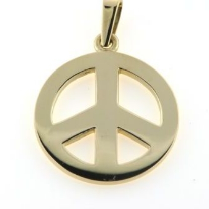Billede af Vedhæng, fredstegn (peace tegn) hj. 22 mm. 14 kt.