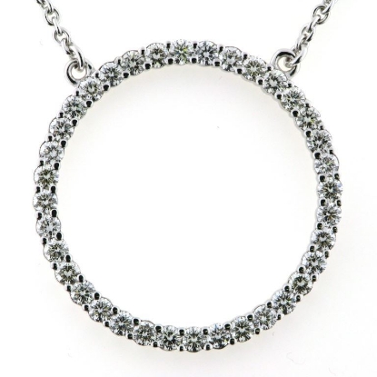 Billede af Vedhæng - halskæde, 36 brill. a 0,06 ct, 14 kt. hvg. (smykke cirkel roset)