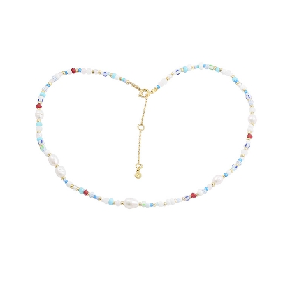 Billede af Hultquist Zoe Halskæde sølv forgyldt med miyuki og ferskvandsperler (35 + 5cm)