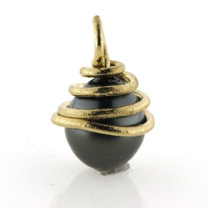 Billede af Vedhæng spiral af tråd Tahiti perle 14*11,8 mm. 14 kt.