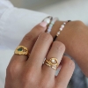 Billede af *STINE A ring My Love Rock m. grøn sten sølv forgyldt (str. 58)
