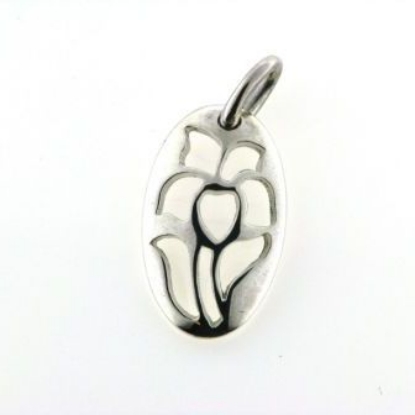 Billede af Vedhæng med udskåret blomst 925s