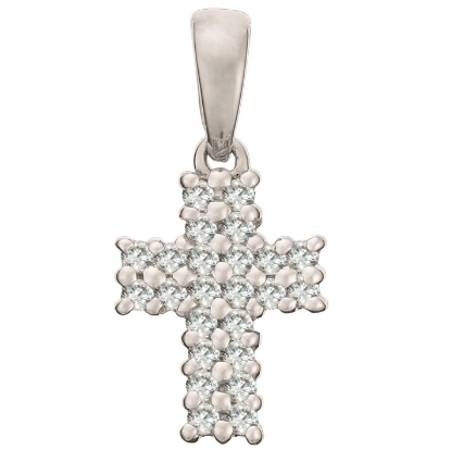 Billede af BNH kors vedhæng 7x10 mm 14kt hvg 24 stk brill 0,13ct pi