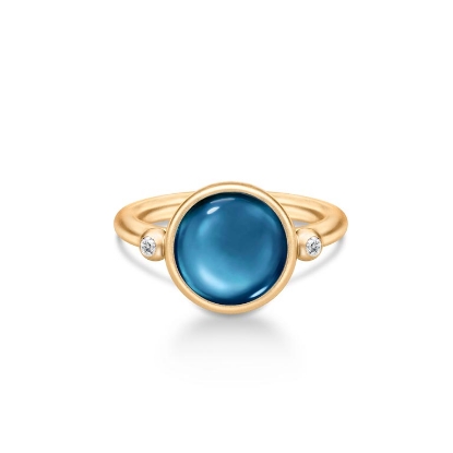 Billede af Julie Sandlau Prime Sapphire Blue ring forgyldt sølv safirblå krystal cz str. 48-60