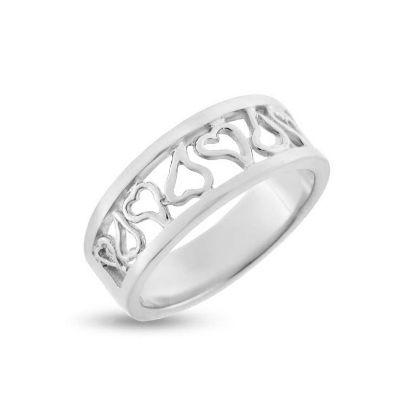 Billede af Ring med hjerter i sølv