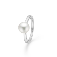 Billede af Mads Z "Crown Pearl" ring 14 kt. hvidguld m. kulturperle (str. 52)
