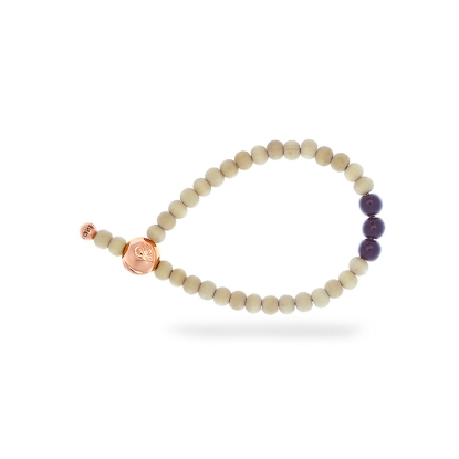 Billede af &Imagine armbånd Deep Purple m. 6mm trækugler og emaljebeads rosaforgyldt lås 21 cm