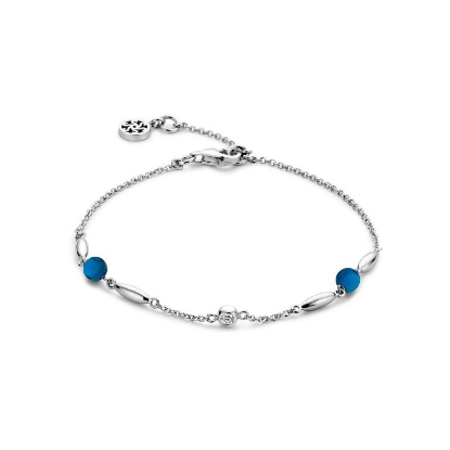 Billede af Spirit Icons Cornelia armbånd sølv m. cz + blå agat (17-19 cm)