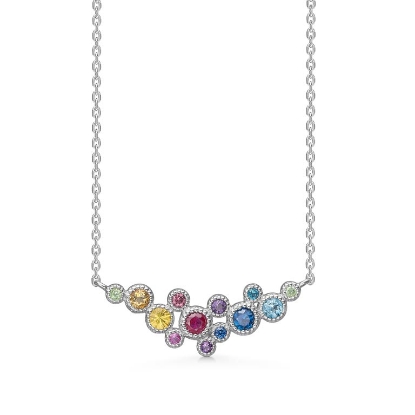 Billede af Mads Z "Luxury Rainbow" halskæde 14 kt. hvidguld m. ægte sten