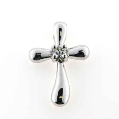 Billede af Vedhæng kors med brill. 14 kt. hvg. 