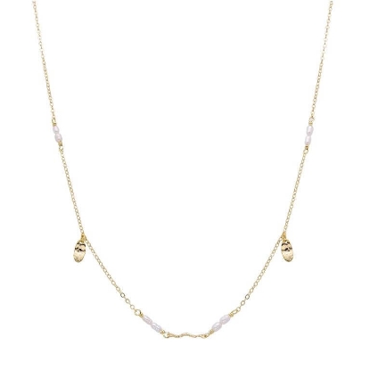 Billede af WiOGA Sabbie halskæde forgyldt sølv m. ferskvandsperler (42+6cm)