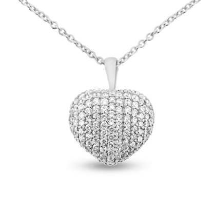 Billede af By Pind halskæde sølv rhodineret med hjerte vedhæng med zirkonia sten (40, 45 eller 50 cm)  